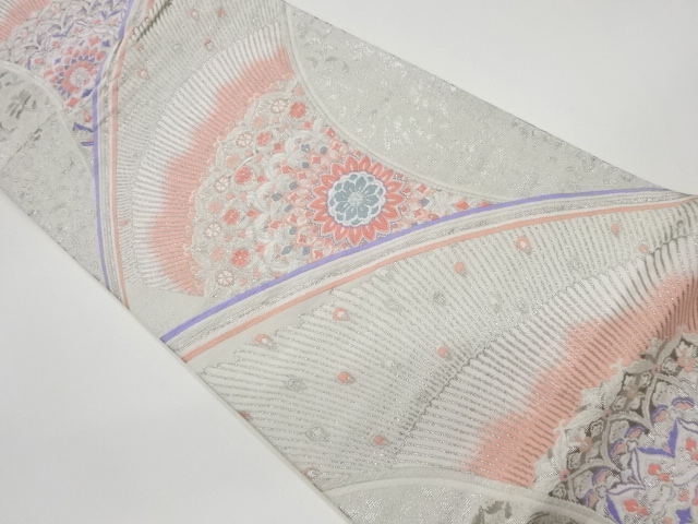 JAPANESE KIMONO / VINTAGE FUKURO OBI / WOVEN FLOWER CREST & PEACOCK